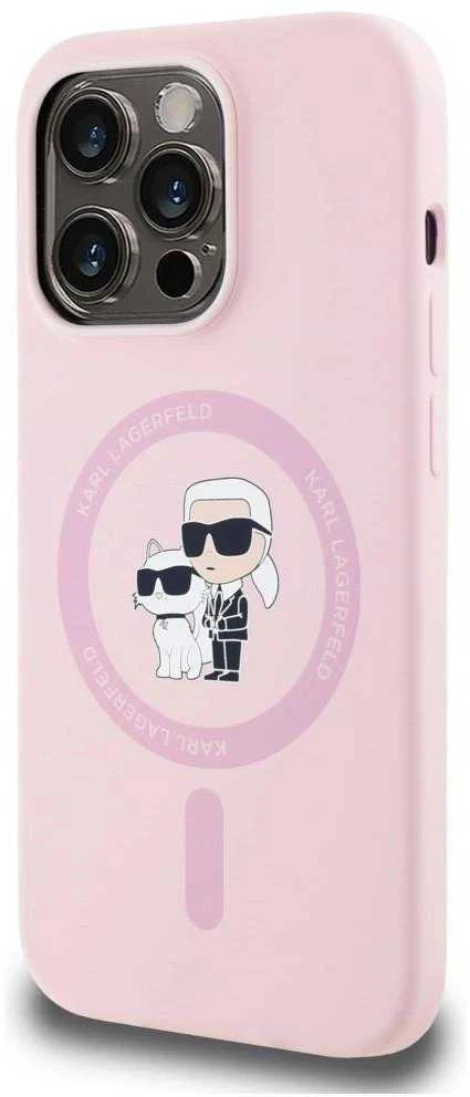 Dėklas Karl Lagerfeld Silicone Karl&Choupette MagSafe Apple iPhone 14 Pro Max rožinės spalvos