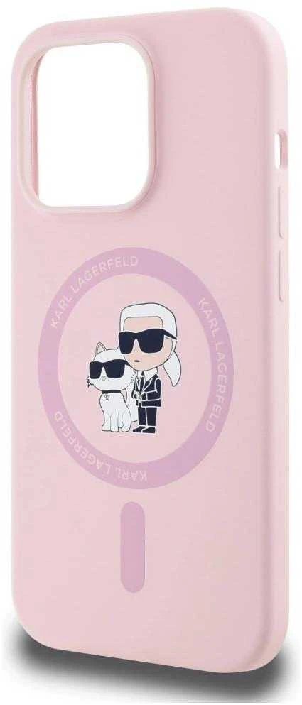 Dėklas Karl Lagerfeld Silicone Karl&Choupette MagSafe Apple iPhone 14 Pro Max rožinės spalvos