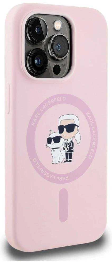 Dėklas Karl Lagerfeld Silicone Karl&Choupette MagSafe Apple iPhone 14 Pro Max rožinės spalvos
