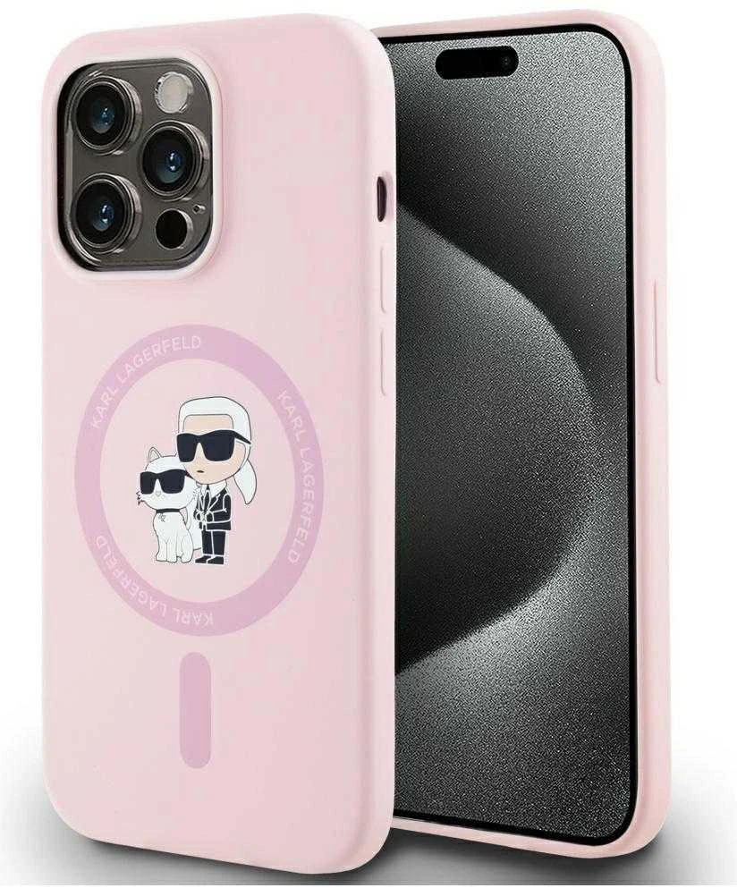 Dėklas Karl Lagerfeld Silicone Karl&Choupette MagSafe Apple iPhone 14 Pro Max rožinės spalvos