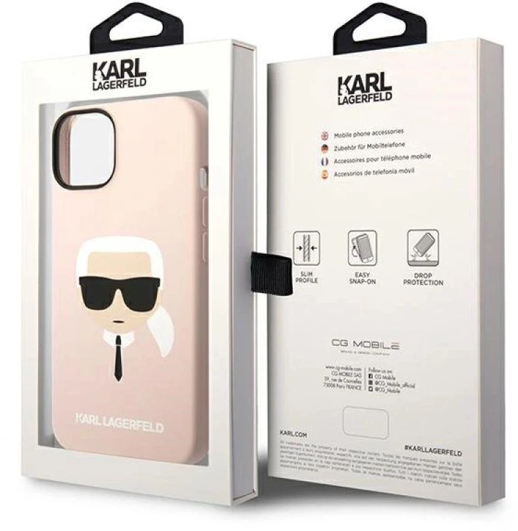 Dėklas Karl Lagerfeld KLHMP14MSLKHLP IPHONE 14 PLUS / 15 PLUS 6.7 "HARDCASE LIGHT Rožinis / LIGHT Rožinis SILICONE KARL`S HEAD MAGSAFE