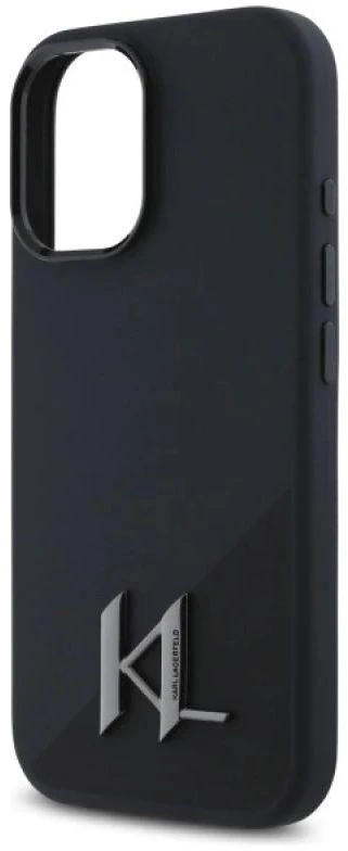 Karl Lagerfeld KLHMP16SSCMKMPCK Apple iPhone 16 6.1" dėklas telefonui juodos spalvos Silikoninis Shadow Metal Initial MagSafe