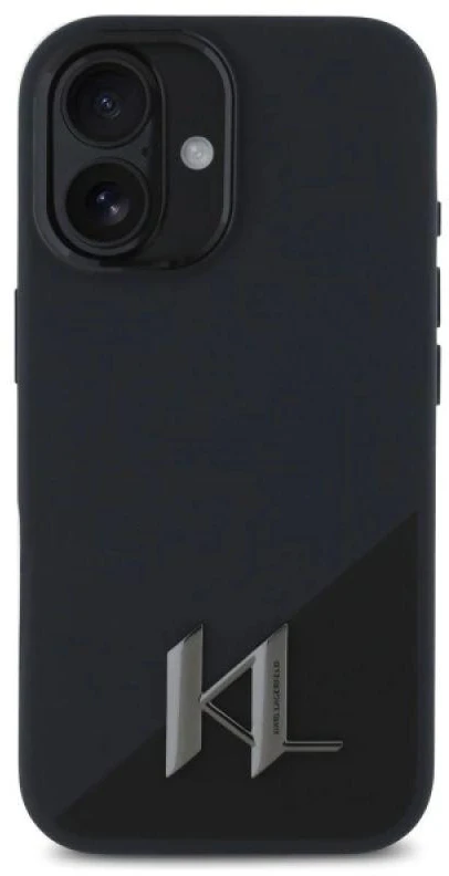 Karl Lagerfeld KLHMP16SSCMKMPCK Apple iPhone 16 6.1" dėklas telefonui juodos spalvos Silikoninis Shadow Metal Initial MagSafe