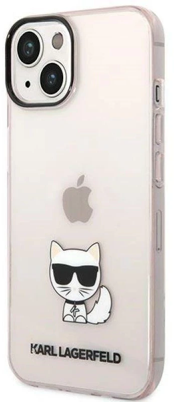 Karl Lagerfeld dėklas, skirtas iPhone 14 Plus 6,7 KLHCP14MCTTRI rožinis kietas dėklas, skirtas Skaidrus Choupette Body