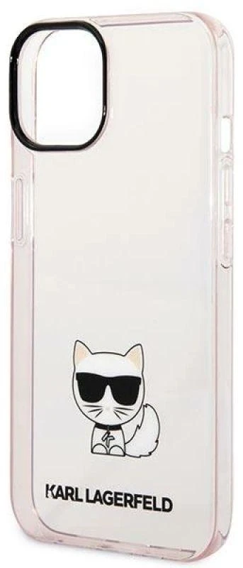 Karl Lagerfeld dėklas, skirtas iPhone 14 Plus 6,7 KLHCP14MCTTRI rožinis kietas dėklas, skirtas Skaidrus Choupette Body