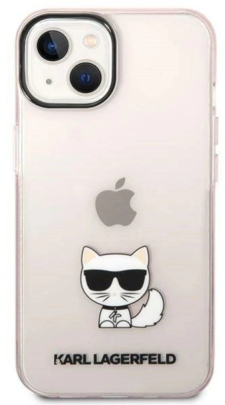 Karl Lagerfeld dėklas, skirtas iPhone 14 Plus 6,7 KLHCP14MCTTRI rožinis kietas dėklas, skirtas Skaidrus Choupette Body