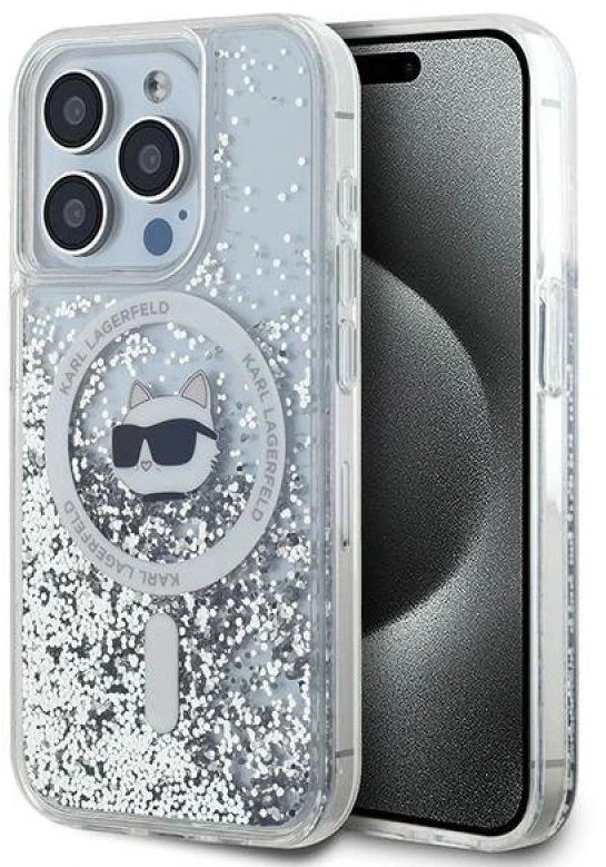 Karl Lagerfeld KLHMP14XLGCHSGH Apple iPhone14 Pro Max 6.7″ kietas dėklas skaidrus Liquid Glitter Choupette H