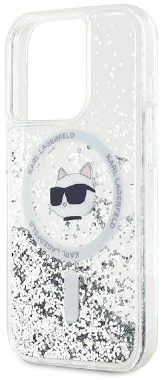 Karl Lagerfeld KLHMP14XLGCHSGH Apple iPhone14 Pro Max 6.7″ kietas dėklas skaidrus Liquid Glitter Choupette H