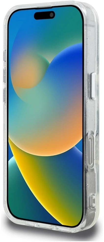 Karl Lagerfeld IML Glitter Karl and Choupette Sketch MagSafe dėklas Apple iPhone 16 Pro skaidrus