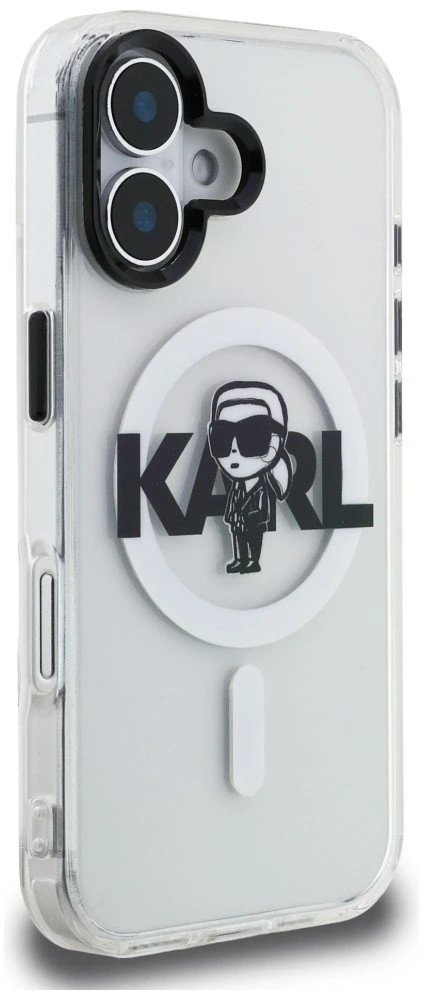 „Karl Lagerfeld IML Karl Sketch Logo MagSafe“ dėklas, skirtas „iPhone 16“ – skaidrus