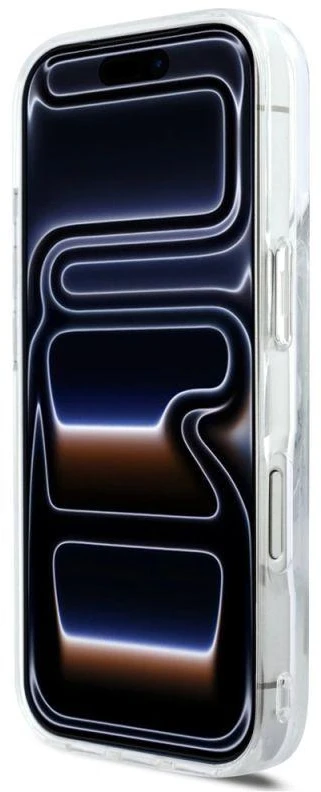 Karl Lagerfeld Skysto Blizgučio Dėklas su Karl Script Logotipu, MagSafe, iPhone 17 Pro - Skaidrus