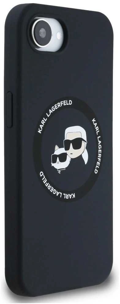 Karl Lagerfeld Liquid silikoninis K&CH Heads MagSafe Apple iPhone 16e dėklas telefonui juodos spalvos