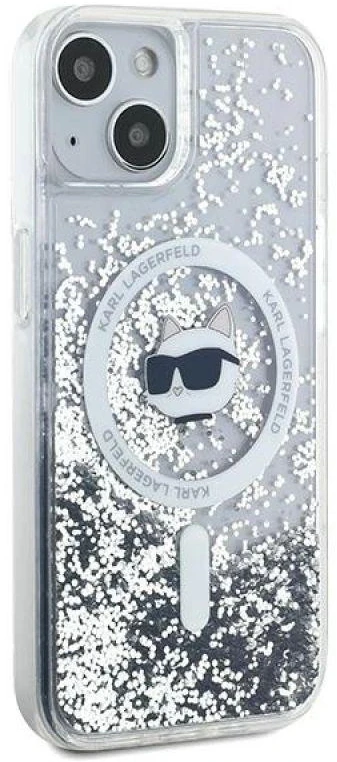 Karl Lagerfeld KLHMP15MLGCHSGH Apple iPhone 15 Plus/ 14 Plus 6.7″ kietas dėklas skaidrus Liquid Glitter Chou