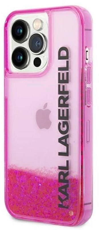 Karl Lagerfeld KLHCP14LLCKVF Apple iPhone 14 Pro 6,1″ rožinės spalvos kietas dėklas Liquid Glitter Elong