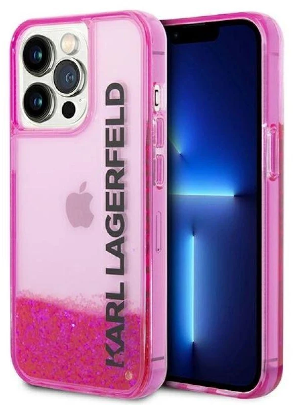 Karl Lagerfeld KLHCP14LLCKVF Apple iPhone 14 Pro 6,1″ rožinės spalvos kietas dėklas Liquid Glitter Elong