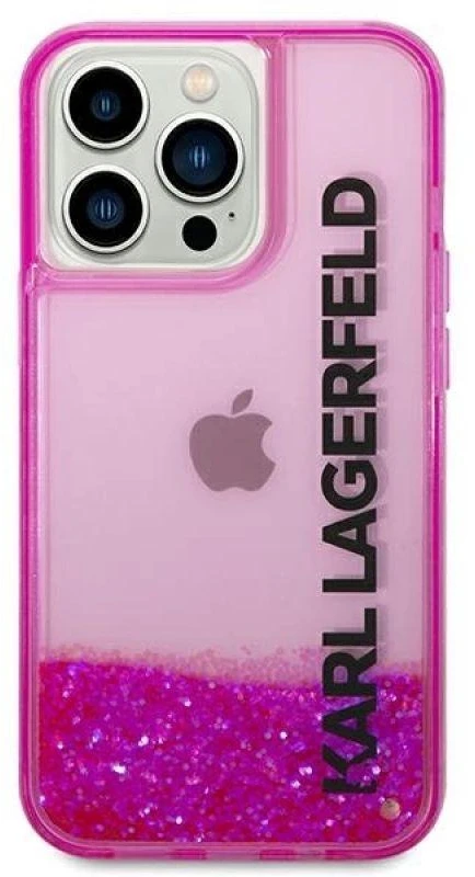 Karl Lagerfeld KLHCP14LLCKVF Apple iPhone 14 Pro 6,1″ rožinės spalvos kietas dėklas Liquid Glitter Elong