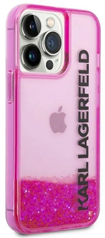 Karl Lagerfeld KLHCP14LLCKVF Apple iPhone 14 Pro 6,1″ rožinės spalvos kietas dėklas Liquid Glitter Elong