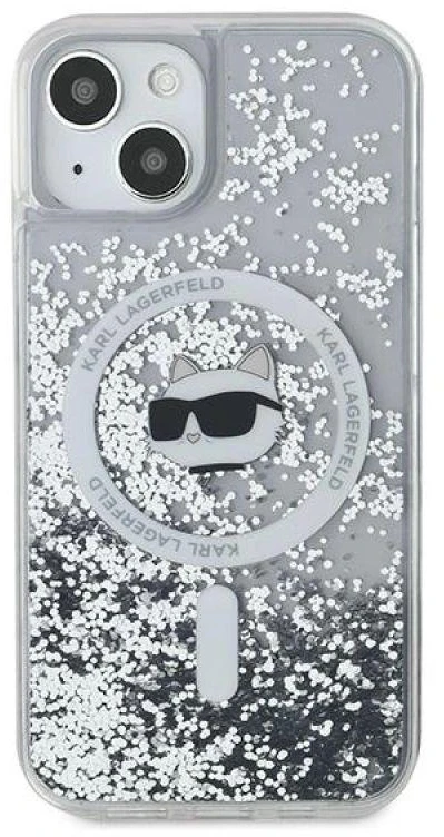 Karl Lagerfeld KLHMP14SLGCHSGH Apple iPhone 14 /15 / 13 6.1″ kietas dėklas skaidrus Liquid Glitter Choupette