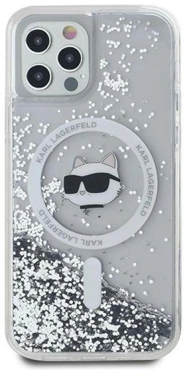 Karl Lagerfeld KLHMP12MLGCHSGH Apple iPhone12/12 Pro 6.1″ kietas dėklas skaidrus Liquid Glitter Choupette He