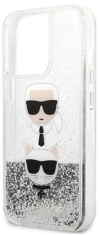Karl Lagerfeld KLHCP13XKICGLS Apple iPhone 13 Pro Max 6,7″ sidabrinis kietas dėklas Liquid Glitter Karl&Chou