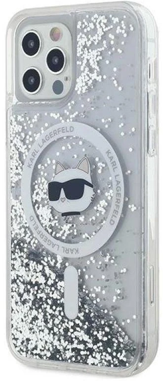 Karl Lagerfeld KLHMP12MLGCHSGH Apple iPhone12/12 Pro 6.1″ kietas dėklas skaidrus Liquid Glitter Choupette He