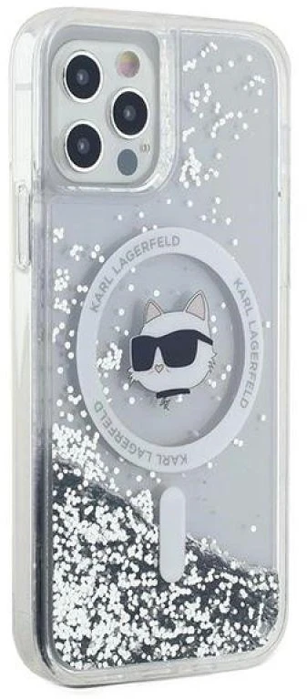 Karl Lagerfeld KLHMP12MLGCHSGH Apple iPhone12/12 Pro 6.1″ kietas dėklas skaidrus Liquid Glitter Choupette He