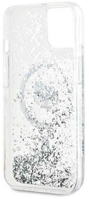 Karl Lagerfeld KLHMP14SLGCHSGH Apple iPhone 14 /15 / 13 6.1″ kietas dėklas skaidrus Liquid Glitter Choupette