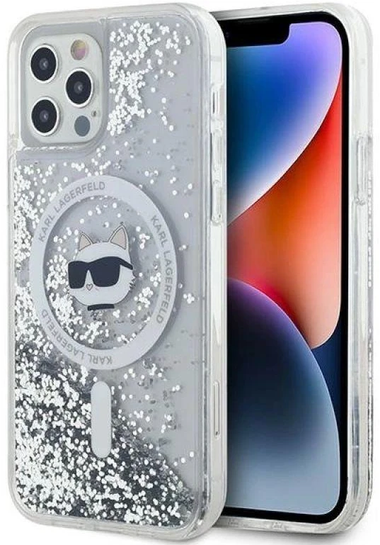 Karl Lagerfeld KLHMP12MLGCHSGH Apple iPhone12/12 Pro 6.1″ kietas dėklas skaidrus Liquid Glitter Choupette He