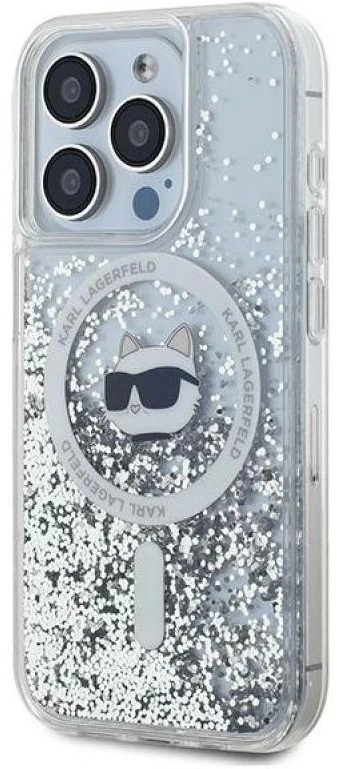 Karl Lagerfeld KLHMP14LLGCHSGH Apple iPhone14 Pro 6.1″ kietas dėklas skaidrus Liquid Glitter Choupette Head