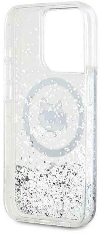 Karl Lagerfeld KLHMP14LLGCHSGH Apple iPhone14 Pro 6.1″ kietas dėklas skaidrus Liquid Glitter Choupette Head