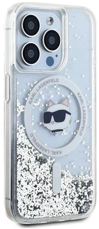 Karl Lagerfeld KLHMP14LLGCHSGH Apple iPhone14 Pro 6.1″ kietas dėklas skaidrus Liquid Glitter Choupette Head