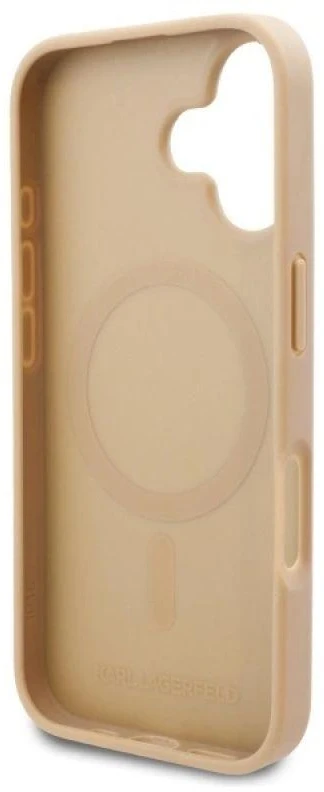 Karl Lagerfeld KLHMP16SPKHPORPE Apple iPhone 16 6.1″beige kietas dėklas Hot Stamp Magsafe