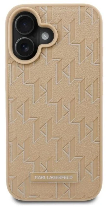 Karl Lagerfeld KLHMP16SPKHPORPE Apple iPhone 16 6.1″beige kietas dėklas Hot Stamp Magsafe