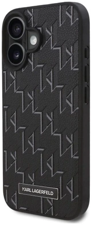 Karl Lagerfeld KLHMP16SPKHPORPK Apple iPhone 16 6.1″ juodos spalvos kietas dėklas Hot Stamp Magsafe