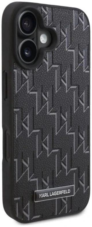 Karl Lagerfeld KLHMP16SPKHPORPK Apple iPhone 16 6.1″ juodos spalvos kietas dėklas Hot Stamp Magsafe