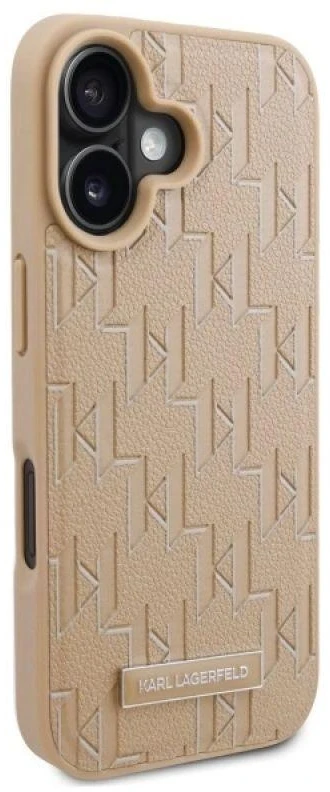 Karl Lagerfeld KLHMP16SPKHPORPE Apple iPhone 16 6.1″beige kietas dėklas Hot Stamp Magsafe