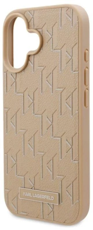 Karl Lagerfeld KLHMP16SPKHPORPE Apple iPhone 16 6.1″beige kietas dėklas Hot Stamp Magsafe