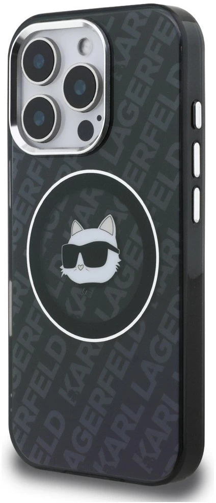 Karl Lagerfeld IML Choupette Head Logo MagSafe dėklas iPhone 16 Pro Max - Juodas