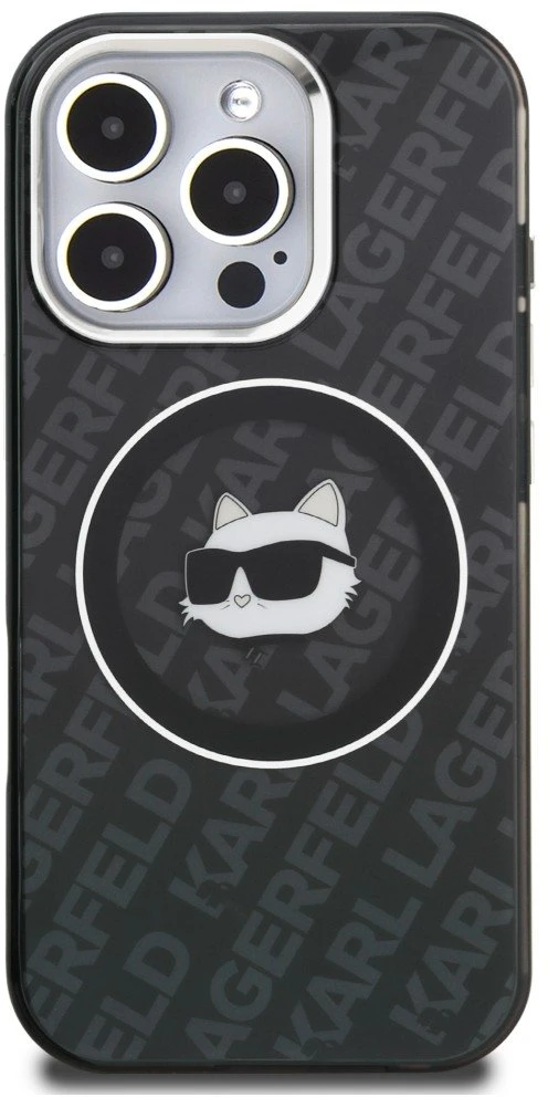 Karl Lagerfeld IML Choupette Head Logo MagSafe dėklas iPhone 16 Pro Max - Juodas