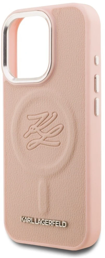 Dėklas Karl Lagerfeld Initial & Metal Logo MagSafe Case for iPhone 16 Pro Max - Rožinė