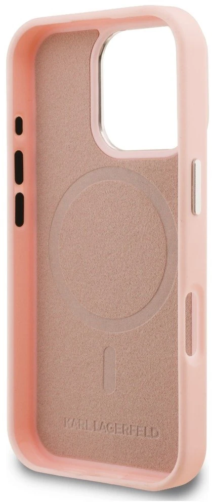 Dėklas Karl Lagerfeld Initial & Metal Logo MagSafe Case for iPhone 16 Pro Max - Rožinė
