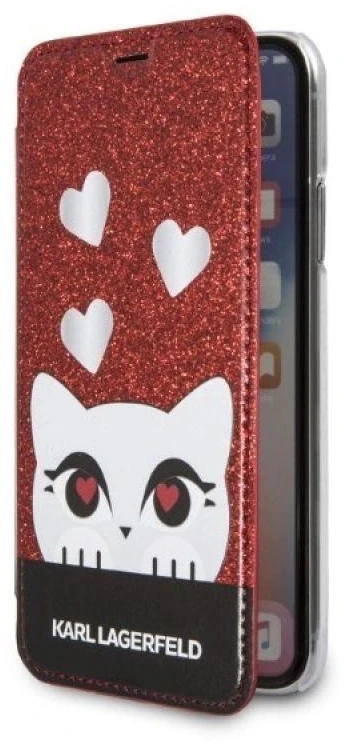 Dėklas Karl Lagerfeld KLFLBKPXVDCRE Apple iPhone X/XS raudonos spalvos book Valentine