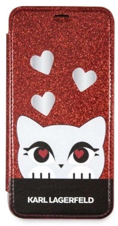 Dėklas Karl Lagerfeld KLFLBKPXVDCRE Apple iPhone X/XS raudonos spalvos book Valentine