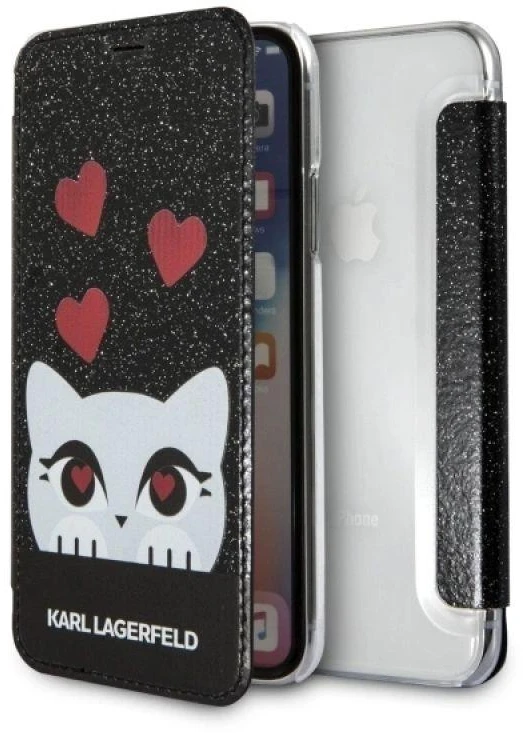 Dėklas Karl Lagerfeld KLFLBKPXVDCBK Apple iPhone X juodos spalvos book Valentine