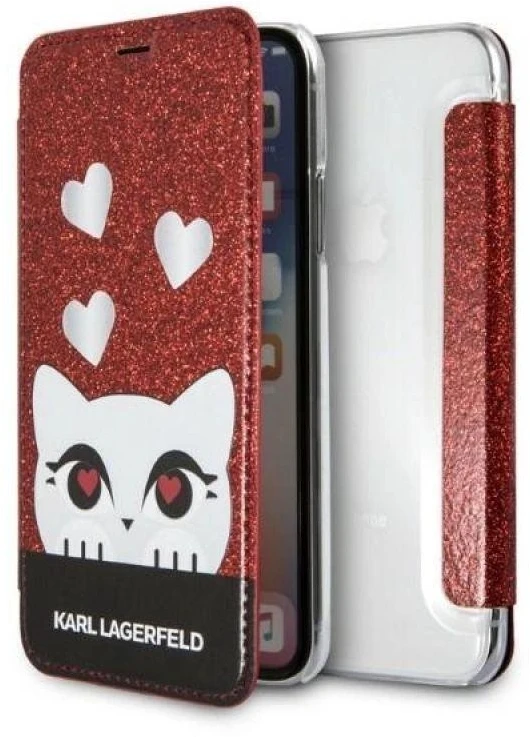 Dėklas Karl Lagerfeld KLFLBKPXVDCRE Apple iPhone X/XS raudonos spalvos book Valentine