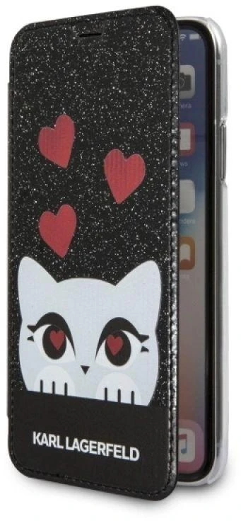 Dėklas Karl Lagerfeld KLFLBKPXVDCBK Apple iPhone X juodos spalvos book Valentine