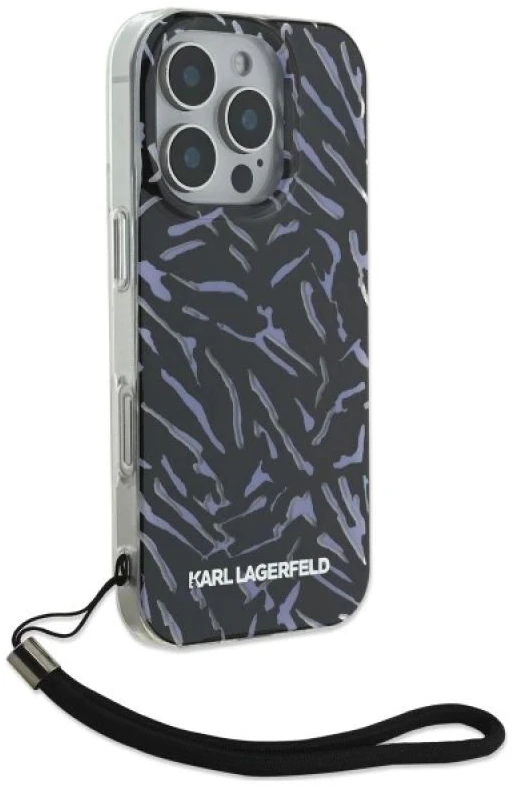 Dėklas Karl Lagerfeld KLHCP16XHZBPKCCU Apple iPhone 16 Pro Max 6.9″ violetinės spalvos Zebra With Cord