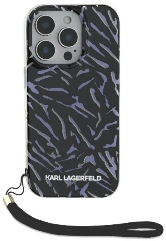 Dėklas Karl Lagerfeld KLHCP16XHZBPKCCU Apple iPhone 16 Pro Max 6.9″ violetinės spalvos Zebra With Cord
