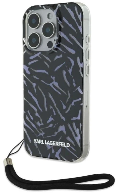 Dėklas Karl Lagerfeld KLHCP16XHZBPKCCU Apple iPhone 16 Pro Max 6.9″ violetinės spalvos Zebra With Cord
