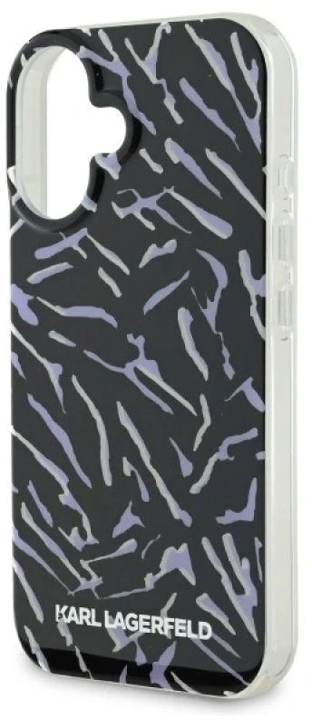 Dėklas Karl Lagerfeld KLHCP16SHZBPKCCU Apple iPhone 16 6.1″ violetinės spalvos Zebra With Cord